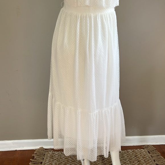 Lulu's Lace Overlay‎ White Spaghetti Straps Tie Midi Dress Size S - NWOT - Picture 7 of 8